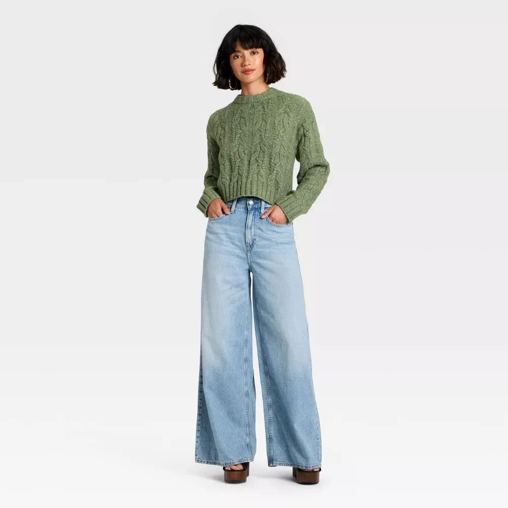 Women's Cozy Cable Crewneck Pullover Sweater - Universal Thread